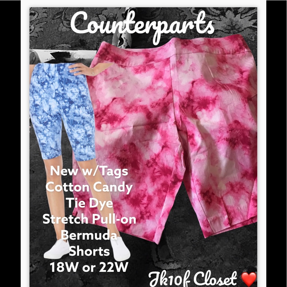 LOWEST🌺 NWT Counterparts 18W or 22W PINK TIE DYE STRETCH BERMUDA SHORTS